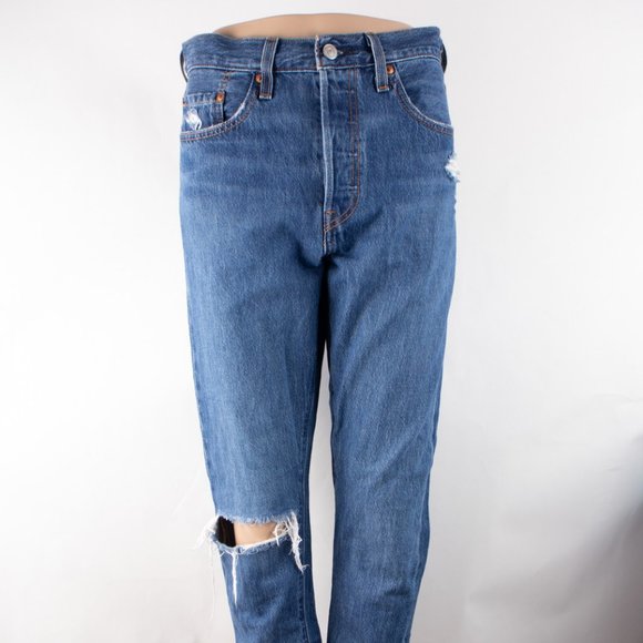 Levi's Premium 501 S Skinny (28 X 29) Men's Denim Jeans Medium Wash Button Fly - Picture 1 of 15